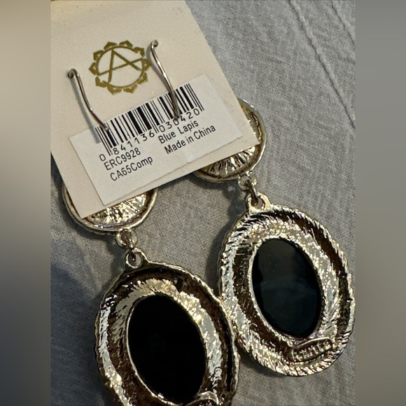 AMRITA SINGH EARRINGS DANGLE DROP GOLD PLATED LONG BLUE 0697 R - Picture 4 of 8